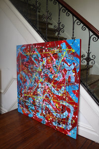 Red Splatter Paint Abstract